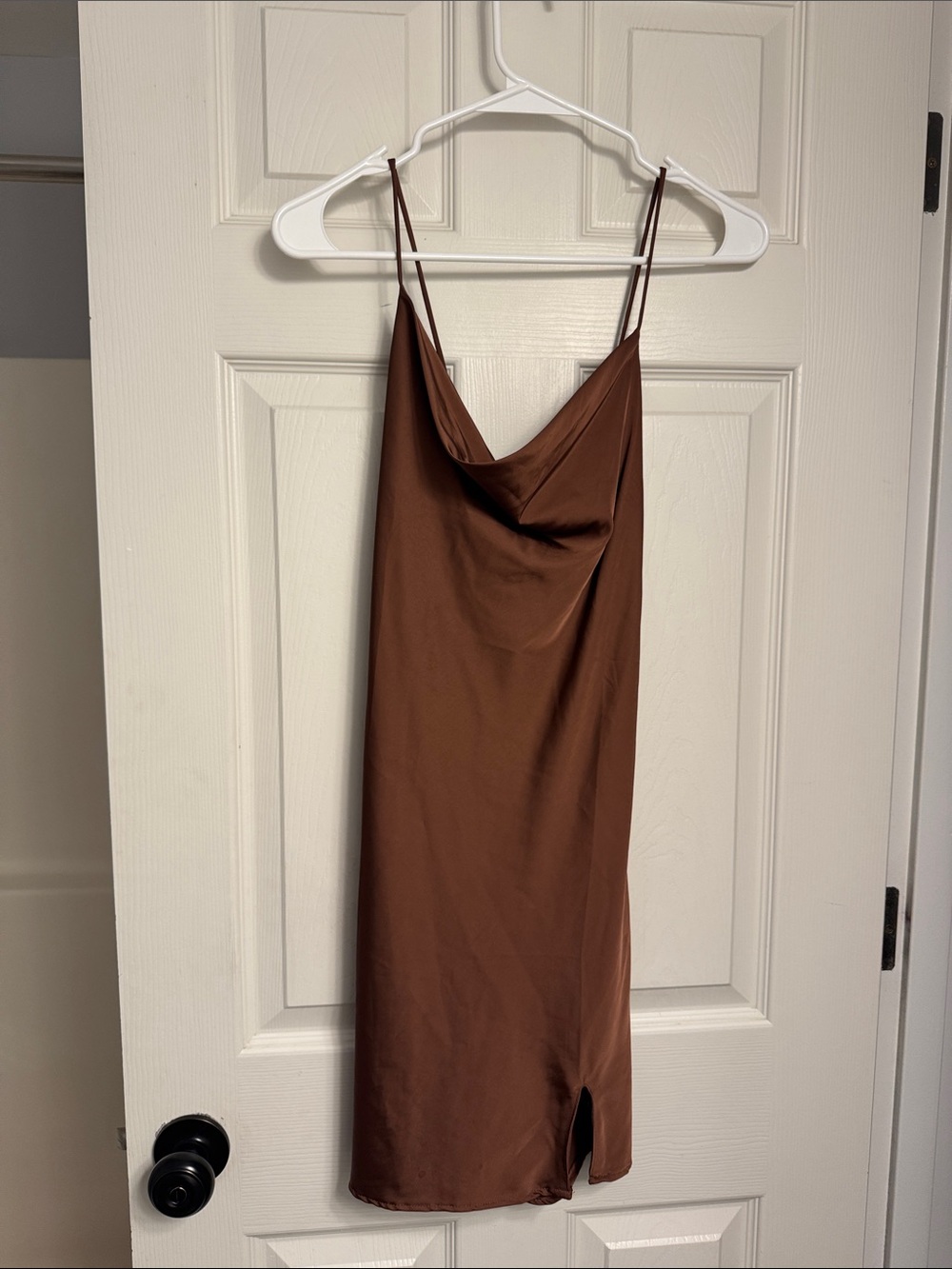 Rue21 Brown Satin Slip Dress with Cowl Neck